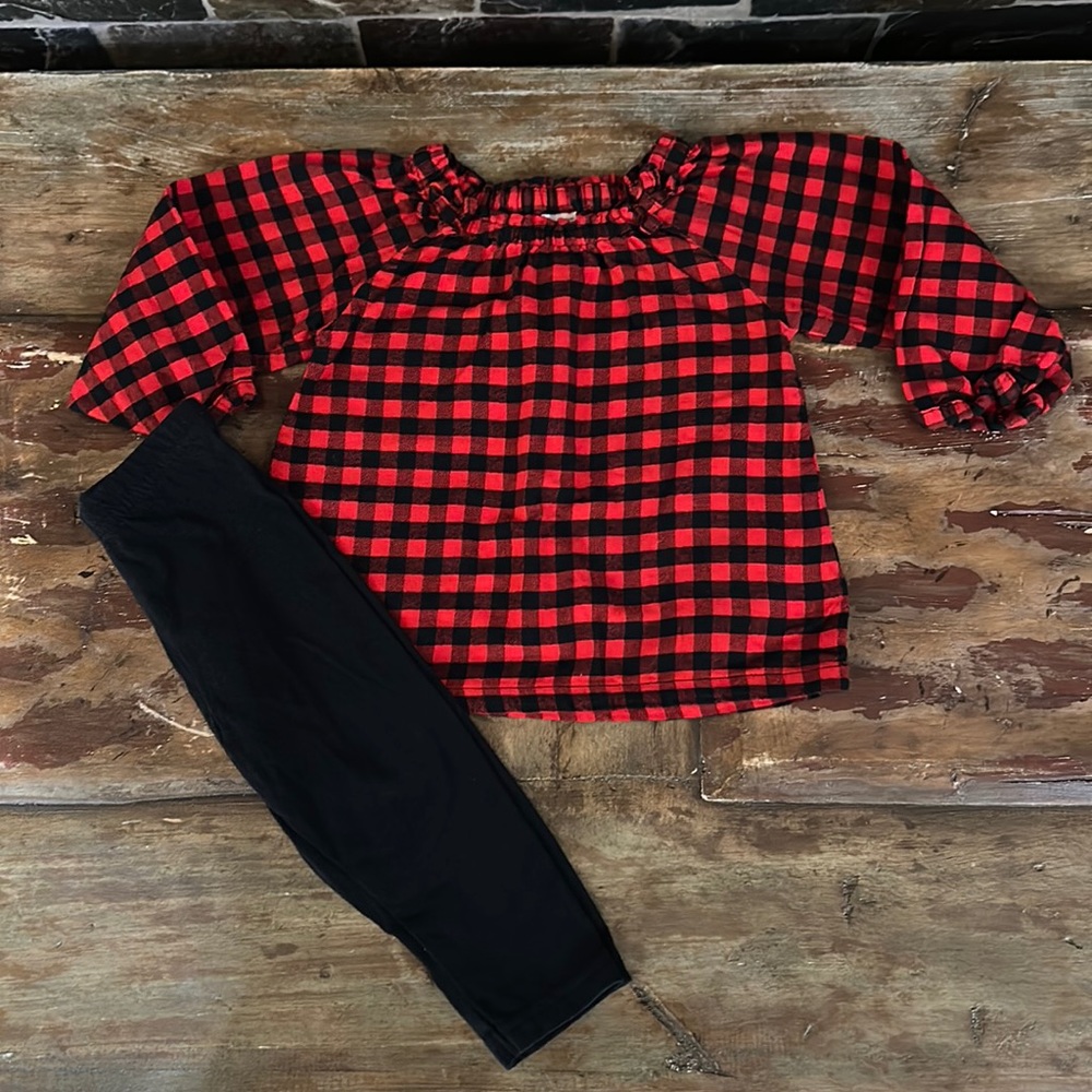 *Carter's Black/Red Checkered Top and Pants size 12m